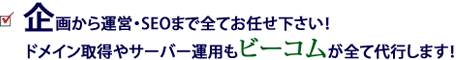 企画から運用・SEO対策まで全ておまかせください!ドメイン取得やサーバー運用もビーコムがすべて代行します！